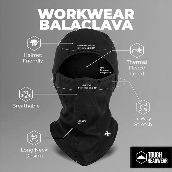 Tough Headwear Sturmhaube Motorrad - Sturmmaske Balaclava Ski Maske - Robuste Skimaske - Winter Sturmhaube für Herren Damen - Snowboard Mask Fahrrad Baklava