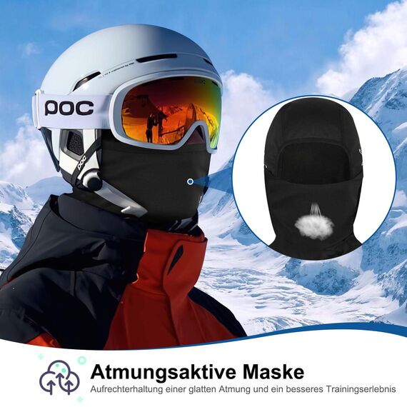Tavaler Sturmhaube Winter Fahrrad Balaclava Herren/Damen Sturmmaske Winddicht Warm Skimaske für Outdoorsports Motorrad, Radfahren, Snowboarden, Skifahren (DE/NL/SE/PL, Numerisch, 55, 60)