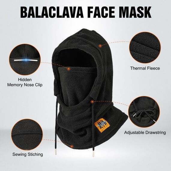 AYPOW Thermo Fleece Sturmhauben Winter, Winddichte Balaclava Gesichtsmaske, Warme Fleecefutter Skimaske Weicht Verstellbare Kapuze Hut Motorrad Fahrrad für Herren Damen Outdoor Skifahren