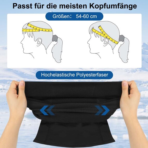 Tavaler Sturmhaube Winter Fahrrad Balaclava Herren/Damen Sturmmaske Winddicht Warm Skimaske für Outdoorsports Motorrad, Radfahren, Snowboarden, Skifahren (DE/NL/SE/PL, Numerisch, 55, 60)