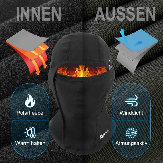 toptrek Sturmhaube Winter, Winddicht Warm Sturmmaske, Balaclava für Outdoorsports Radfahren Snowboarden Skifahren Motorradfahren, Atmungsaktive Skimaske für Herren& Damen