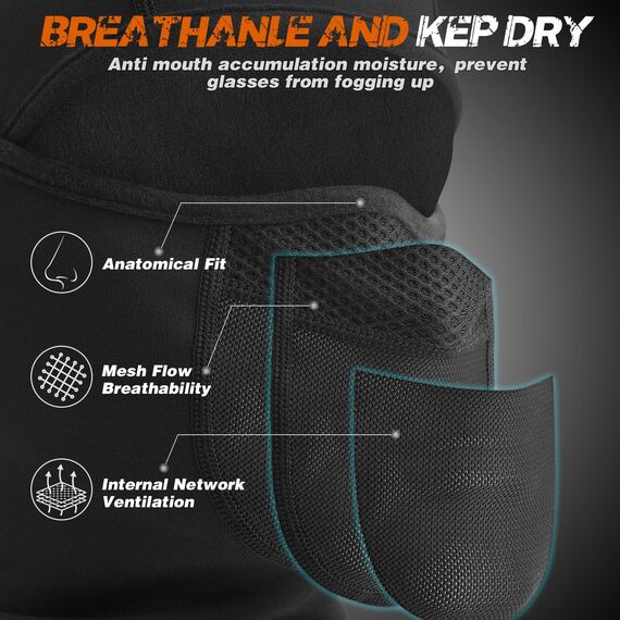 YANIKY Sturmhaube Winter Balaclava Skimaske für Herren und Damen, Winddicht Warm Gesichtshaube Atmungsaktiv Gesichtsmaske für Radfahren, Skifahren, Motorrad, Outdoorsports