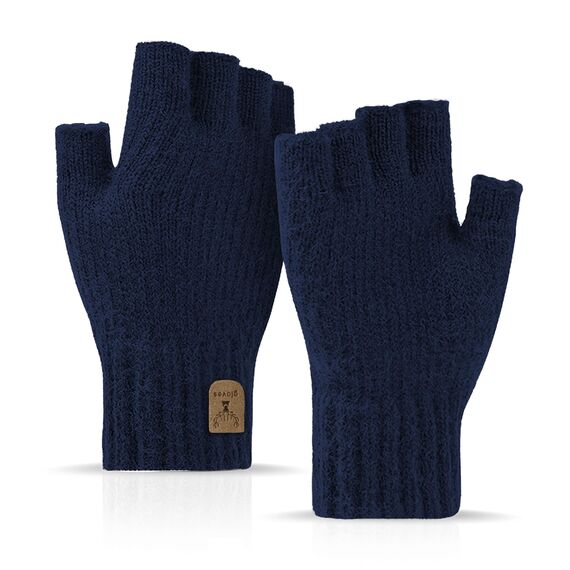 JUNRUI Fingerlose Handschuhe, Handschuhe ohne Finger Winter Warme Strickhandschuhe Arbeiten Camping Wandern Laufen Radfahren Fahren für Herren und Damen