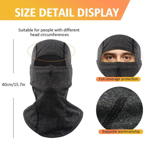 HEGCOIIE Winter Sturmhaube für Herren und Damen,Winddicht Thermo Balaclava Gesichtsmaske Skimaske für Outdoor Sports Radfahren, Skifahren, Motorrad, Fahrrad (Dunkelgrau)