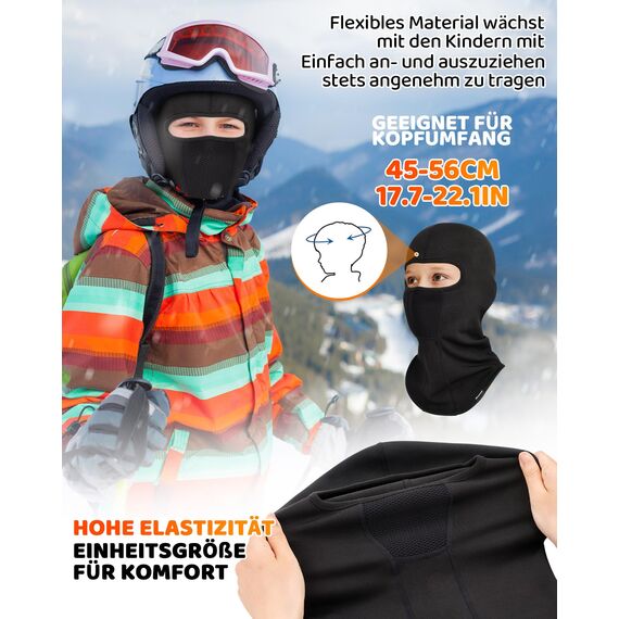GXCROR Sturmhaube Atmungsaktiv Gesichtshaube Thermal-Skimaske Fahrradmütze Balaclava Motorrad für Jungen und Mädchen