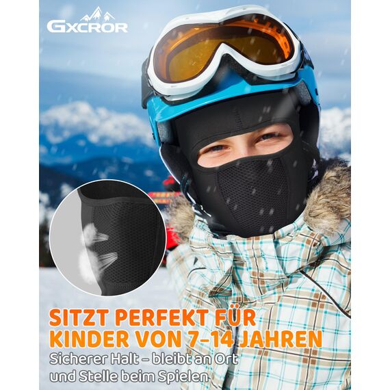 GXCROR Sturmhaube Atmungsaktiv Gesichtshaube Thermal-Skimaske Fahrradmütze Balaclava Motorrad für Jungen und Mädchen