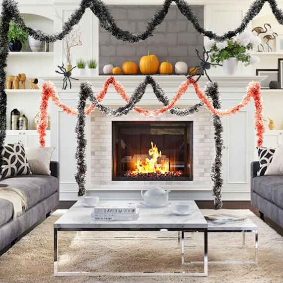 Allgala Lametta-Girlande, Rotgold/Orange, 15 m, Weihnachtsdekoration, Metallfolie, Lametta-Girlande, Dekoration für Urlaub, Baum, Wandschiene, Zuhause, Büro, Veranstaltung, Halloween, Herbst,