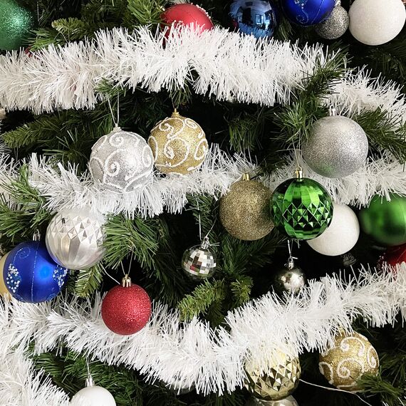 Allgala XG93201 Lametta-Girlande, Weihnachtsfolie, Dekoration für Weihnachtsbaum, Wandschiene, Zuhause, Büro, Veranstaltung, Weiß, 15 m