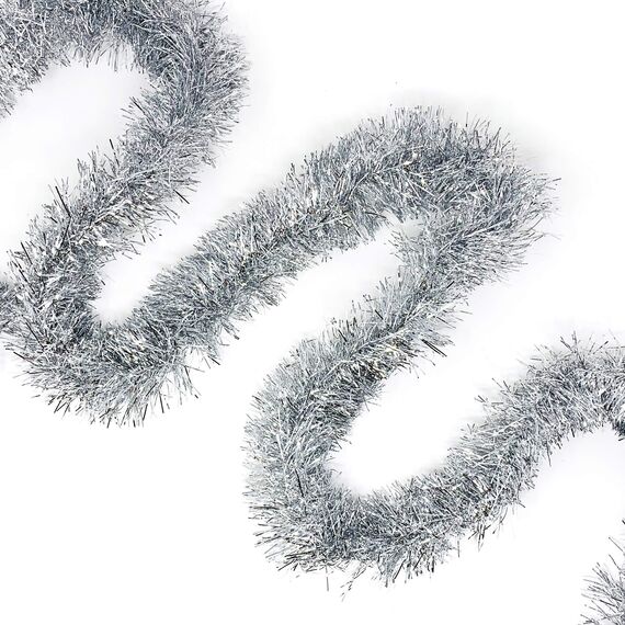 Allgala Silberne Lametta-Girlande, 15,2 m, Weihnachten, Metallfolie, Lametta-Girlande, Dekoration für Urlaub, Baum, Wandschiene, Zuhause, Büro, Veranstaltung, Herbst, Erntedank-Dekoration