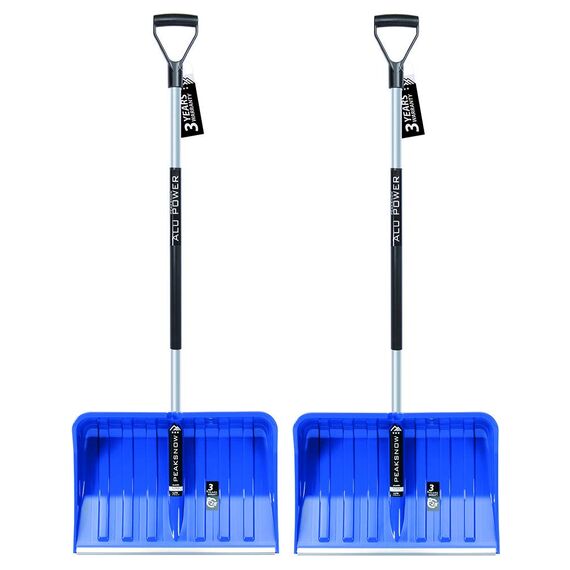 2X Schneeschaufel mit ergonomischem Griff - Schneeräumer für kleine und große Schneemengen – Kunststoff-Blatt, Aluminiumkante, Aluminium-Stiel
