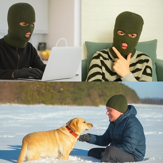 LINSOCLE 2pcs Balaclava - 3-Loch Sturmmaske, Gestrickte Sturmhaube, Multifunktionsmaske, Skimütze für Motorrad und Fahrrad