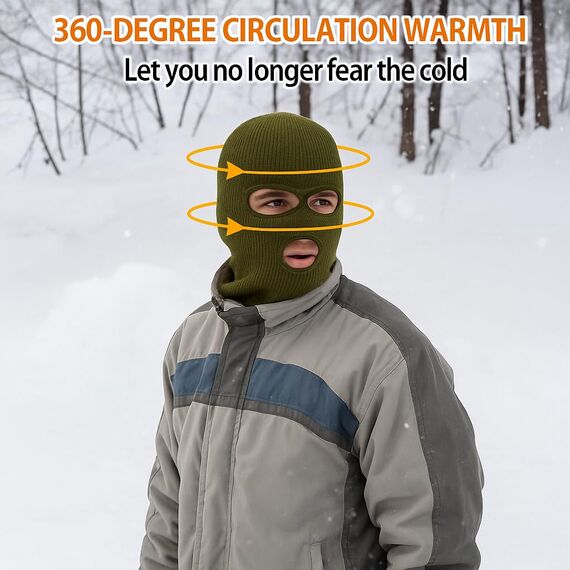 LINSOCLE 2pcs Balaclava - 3-Loch Sturmmaske, Gestrickte Sturmhaube, Multifunktionsmaske, Skimütze für Motorrad und Fahrrad