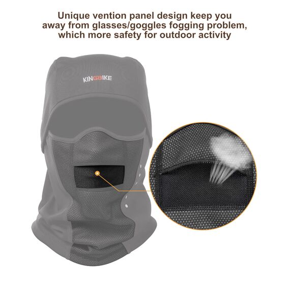 KINGBIKE Sturmhaube Sturmmaske Balaclava Skimaske Warme Gesichtsmaske für Kaltes Wetter Winter Skifahren Snowboarden Motorradfahren Eisfischen Herren Damen Schwarz(Winddicht)