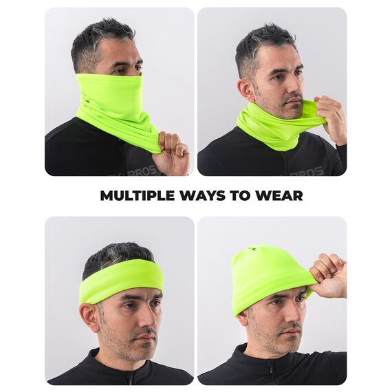 ROCKBROS Multifunktionstuch Winter Halbe Sturmhaube Nackenwärmer Winterdicht Warm Halstuch Hochelastisch Atmungsaktiv Gesichtsbedeckung Balaclavas für Radfahren Herren/Damen Fluoreszierende Grün