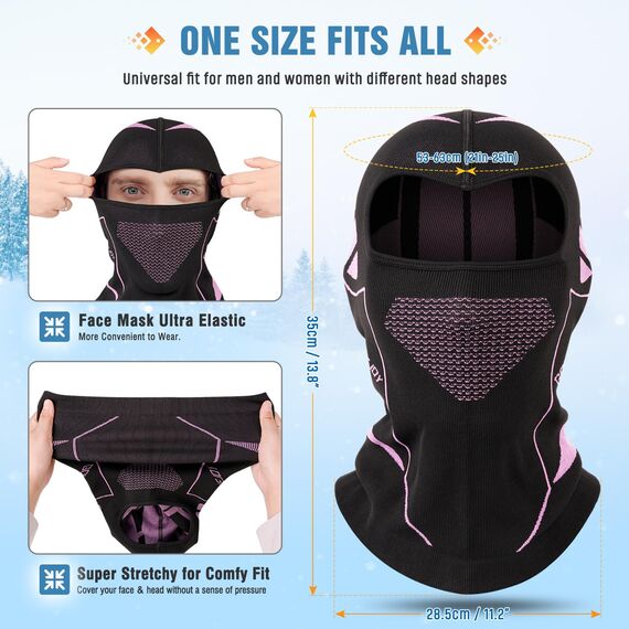 WACCET Sturmhaube Motorrad, Sturmhaube Fahrrad Winter Sturmmaske Warm Winddicht Multifunktions Gesichtsmaske Balaclava Atmungsaktive Skimaske für Herren und Damen Skifahren, Radfahren, Motorrad