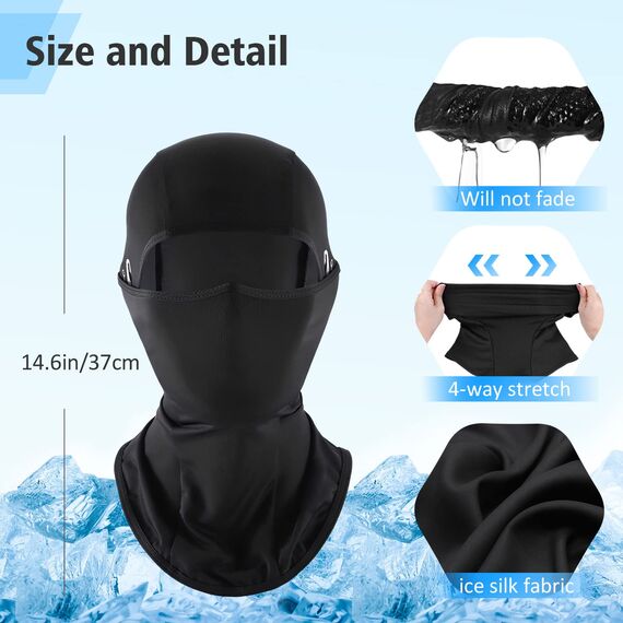 HEGCOIIE Sommer Sturmhaube für Herren und Damen, Kühlung Balaclava Elastisch UV Schutz Atmungsaktiv Gesichtsmaske für Outdoor Sports Radfahren, Motorrad, Fahrrad