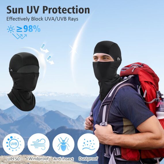 HEGCOIIE Sommer Sturmhaube für Herren und Damen, Kühlung Balaclava Elastisch UV Schutz Atmungsaktiv Gesichtsmaske für Outdoor Sports Radfahren, Motorrad, Fahrrad