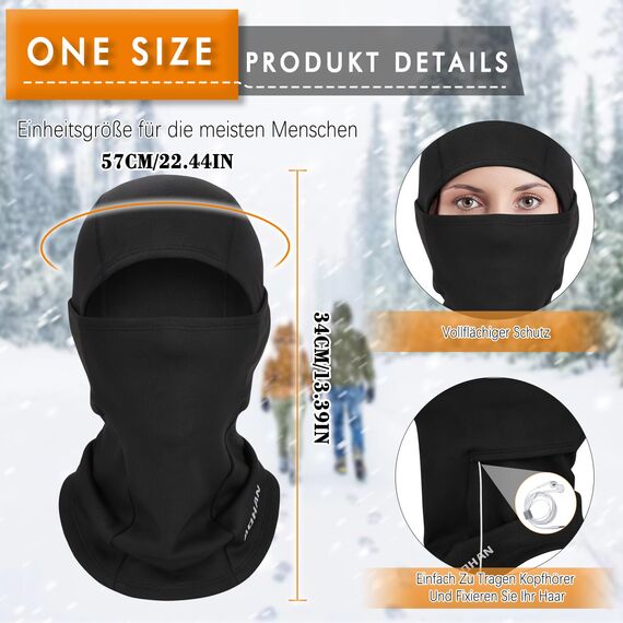 YANIKY Sturmhaube, Winddicht Warm Sturmmaske, Winter Skimaske Balaclava für Herren Damen, Atmungsaktiv Gesichtshaube Für Fahrrad, Motorrad,Snowboarden, Skifahren