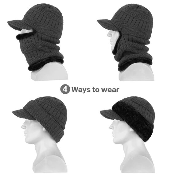 AYPOW Wintermantel aus Sturmhaube mit flexiblem Halswärmer, winddichter, Unisex Warmer Ski-Gesichtsmaske für Outdoor-Sportarten-Schwarz