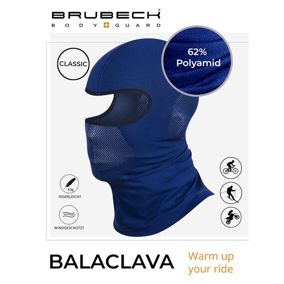 BRUBECK Funktionale Sturmhaube | Skimaske | Motorradmaske | Unisex | Atmungsaktiv | Snowboard | KM00010 | Dunkelblau | Größen: S/M