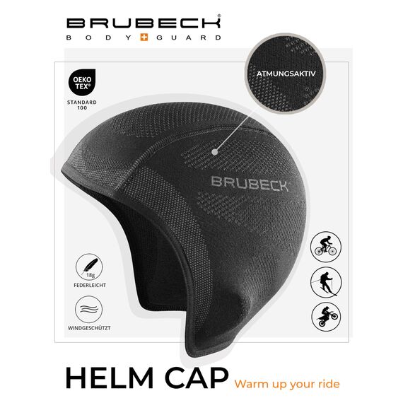 BRUBECK Funktionsmütze Herren | Fahrradmütze schwarz | Radmütze | atmungsaktive Mütze Fahrrad | Ski Unterziehmütze | Winter | Sportmütze | Skull Hat Helmet | Gr. L - XL | Black | HM10020A