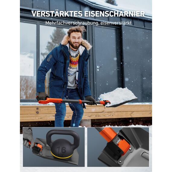 AstroAI Schneeschaufel ausziehbare Schaufel mit verstärktem Aluminiumgriff und Eisenscharnier, tragbar und multifunktional schneeschieber im Winter für Auto, Schneemobil, Camping
