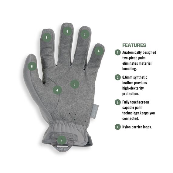 Mechanix Wear - FastFit Wolf Grau Touch Screen Handschuhe (XX-Large, Grau)