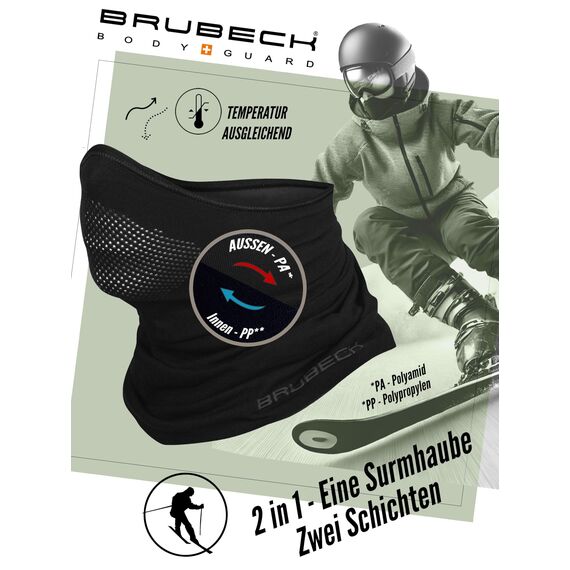 BRUBECK® X-Pro halbe klimaoaktive Gesichtsmaske Sturmhaube Sturmmaske, Größen: S/M; Farbe: X-Pro / Black