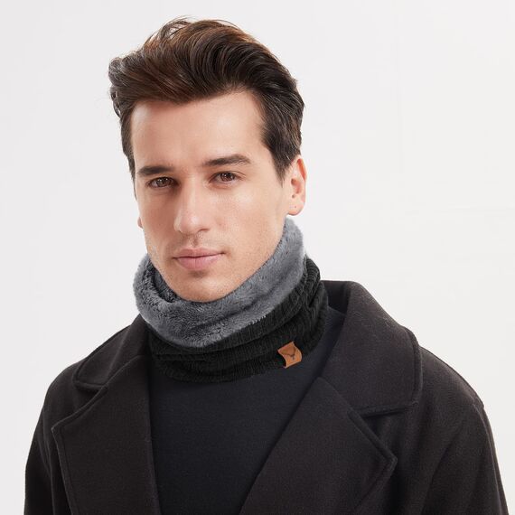 NEOLA Winter-Halswärmer – Thermo-Strickschals, winddicht, mit Fleece gefüttert, runder Schal, weicher, warmer Halswärmer, Geschenke für Herren, Radfahren, Skifahren, Motorradfahren