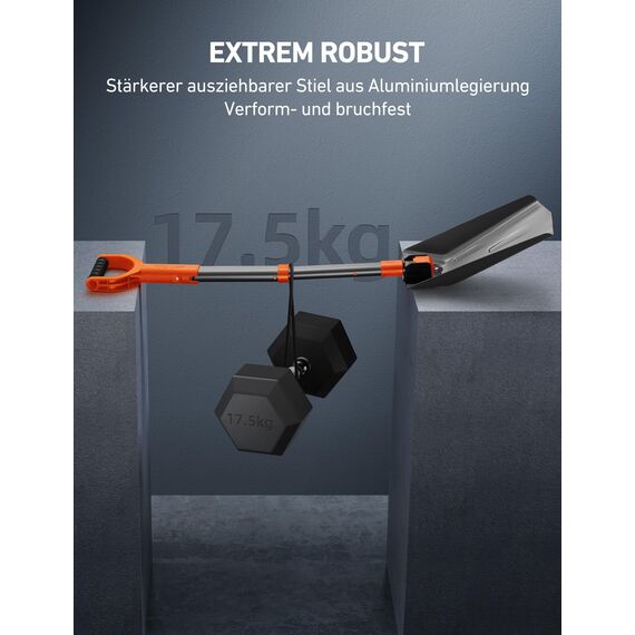 AstroAI Schneeschaufel ausziehbare Schaufel mit verstärktem Aluminiumgriff und Eisenscharnier, tragbar und multifunktional schneeschieber im Winter für Auto, Schneemobil, Camping