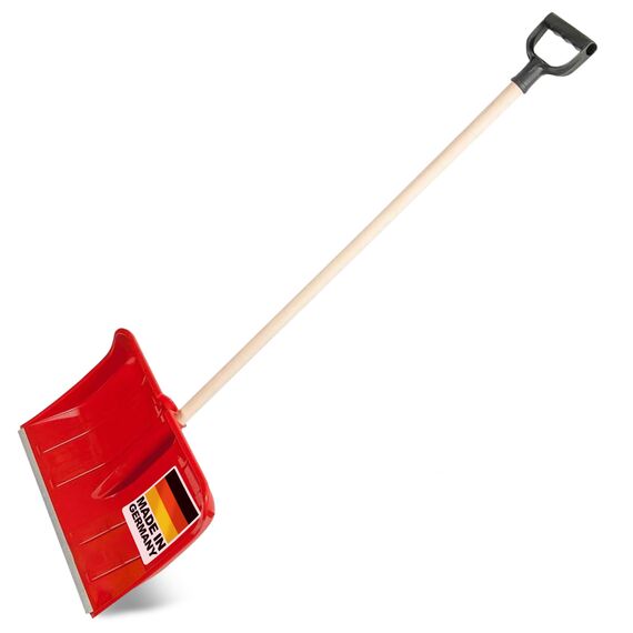 SHW-FIRE | Schneeschieber 50 cm breit, robuster Holzstiel, Schaufel aus Kunststoff, und Aluminiumkante, Schneeschaufel optimal für Schnee räumen auf Gehwegen & Einfahrten | Made in Germany