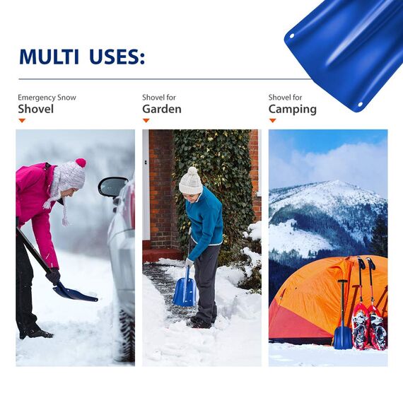 ORIENTOOLS Lawinenschaufel,Alu-Schneeschaufel-Werkzeug für schwere Aufgaben mit teleskopierbarem T-Griff,Universalschaufel für das Auto (abnehmbare, einstellbare Länge: 26 '' - 32 ''; Klinge: 9 '')