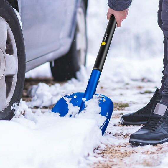 ORIENTOOLS Lawinenschaufel,Alu-Schneeschaufel-Werkzeug für schwere Aufgaben mit teleskopierbarem T-Griff,Universalschaufel für das Auto (abnehmbare, einstellbare Länge: 26 '' - 32 ''; Klinge: 9 '')