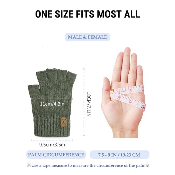 JUNRUI Fingerlose Handschuhe, Handschuhe ohne Finger Winter Warme Strickhandschuhe Arbeiten Camping Wandern Laufen Radfahren Fahren für Herren und Damen
