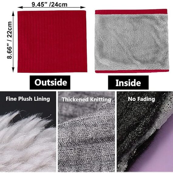 Fleece Halswärmer Thermo Snoods Unisex Dicker Winter Kaltwetter Gestrickter Rundschal für Radfahren Motorradsport (Rot)