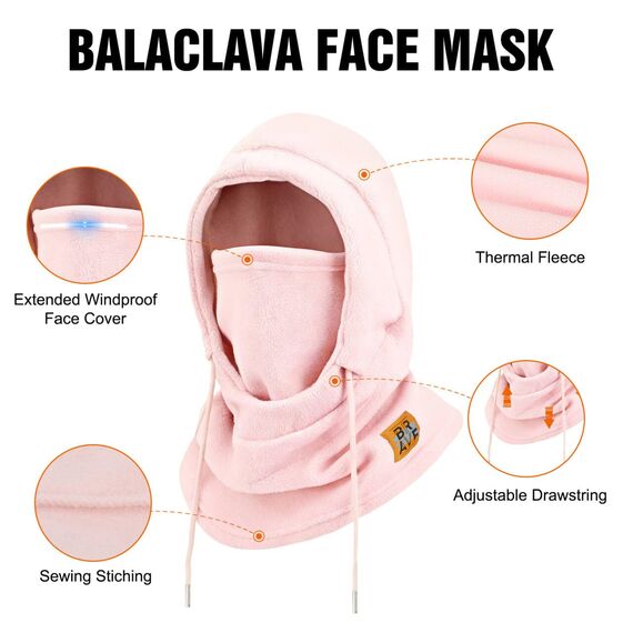 AYPOW Thermo Fleece Sturmhauben Winter, Winddichte Balaclava Gesichtsmaske, Warme Fleecefutter Skimaske Weicht Verstellbare Kapuze Hut Motorrad Fahrrad für Herren Damen Outdoor Skifahren
