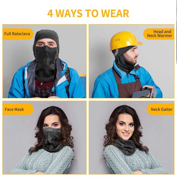 FanVince Sturmhaube Winter Thermo Motorrad Fahrrad Sturmmaske - Balaclava Gesichtshaube Warm Polar Fleece Skimaske Winddicht Ski Maske für Herren Damen Schwarz