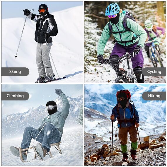 AMFUN Gesichtshaube, Balaclava Gesichtshaube, Sturmhaube, Motorrad Radfahren Ski Sturmhaube, Winddichte wasserdichte Kopfbedeckung für Winter Sport & Outdoor, UV-Schutzschal für Herren & Damen
