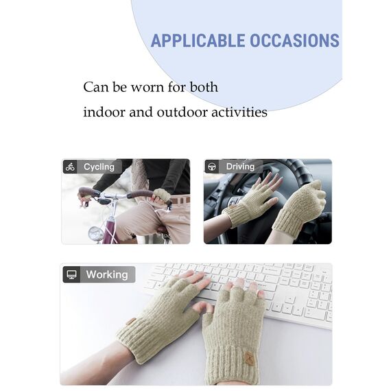 JUNRUI Fingerlose Handschuhe, Handschuhe ohne Finger Winter Warme Strickhandschuhe Arbeiten Camping Wandern Laufen Radfahren Fahren für Herren und Damen