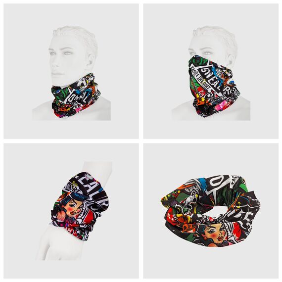 O‘NEAL | Halstuch Schlauch-Schal | Mountainbike Motocross Motorrad | Ungesäumt, Bequemes Material, elastischer Stoff | Neckwarmer Crank | Unisex | Schwarz Multi | Einheitsgröße