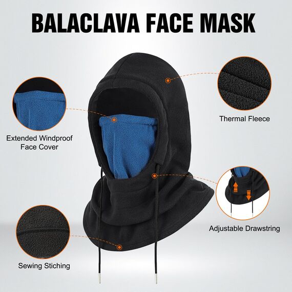AYPOW Thermo Fleece Sturmhauben Winter, Winddichte Balaclava Gesichtsmaske, Warme Fleecefutter Skimaske Weicht Verstellbare Kapuze Hut Motorrad Fahrrad für Herren Damen Outdoor Skifahren