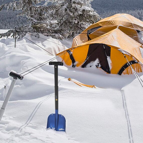 ORIENTOOLS Lawinenschaufel,Alu-Schneeschaufel-Werkzeug für schwere Aufgaben mit teleskopierbarem T-Griff,Universalschaufel für das Auto (abnehmbare, einstellbare Länge: 26 '' - 32 ''; Klinge: 9 '')