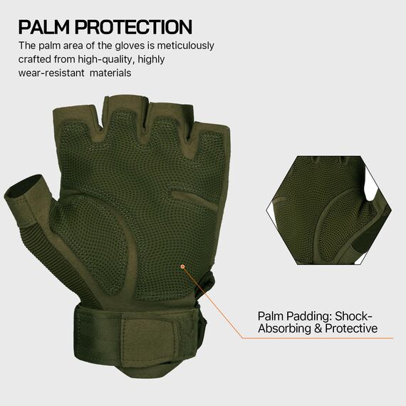 FREE SOLDIER Outdoor Handschuhe Herren Taktische Trainings Motorradhandschuhe Kletter Tactical Handschuhe Halbfinger Gilt für Radfahren Airsoft Militär Paintball (XL,Armeegrün)