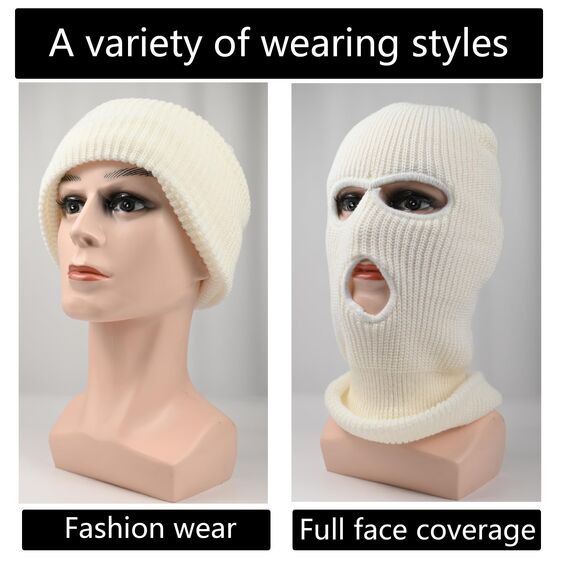 LINSOCLE 2pcs Balaclava - 3-Loch Sturmmaske, Gestrickte Sturmhaube, Multifunktionsmaske, Skimütze für Motorrad und Fahrrad