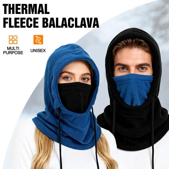 AYPOW Thermo Fleece Sturmhauben Winter, Winddichte Balaclava Gesichtsmaske, Warme Fleecefutter Skimaske Weicht Verstellbare Kapuze Hut Motorrad Fahrrad für Herren Damen Outdoor Skifahren