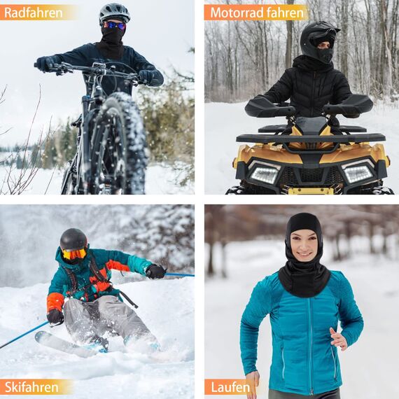 HEGCOIIE 2 Stück Winter Sturmhaube für Herren und Damen,Winddicht Thermo Balaclava Gesichtsmaske Skimaske für Outdoor Sports Radfahren, Skifahren, Motorrad, Fahrrad (Schwarz+Schwarz)