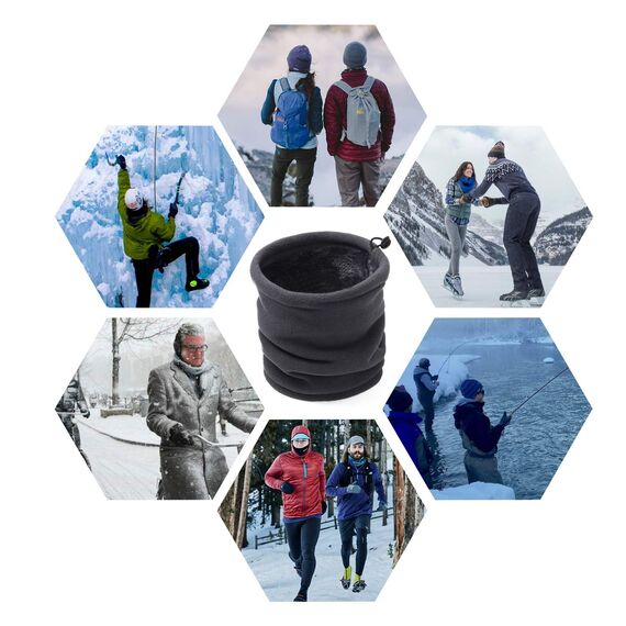 TAGVO Fleece Halswärmer, Winter Thermo Nackenwärmer Schal, Elastische Halsmanschette, Multifunktional Winddichter Ski Halswärmer, Sturmhaubenmaske für Damen und Herren - Universalgröße
