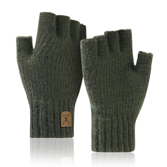 JUNRUI Fingerlose Handschuhe, Handschuhe ohne Finger Winter Warme Strickhandschuhe Arbeiten Camping Wandern Laufen Radfahren Fahren für Herren und Damen