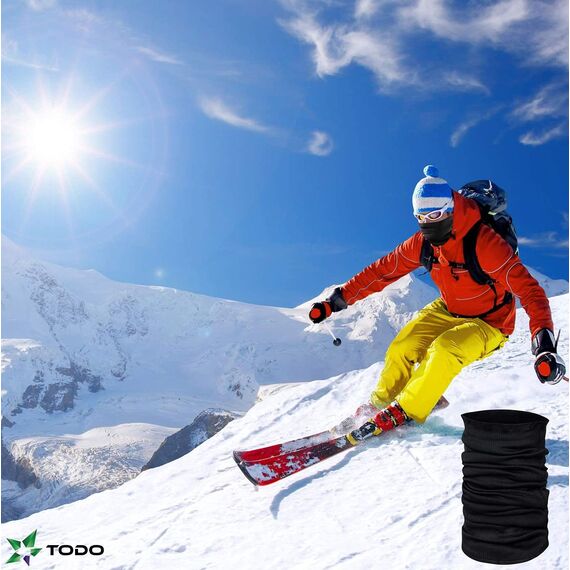 TODO Universal Schlauchschal Winter Halstuch für Laufen Radsport Herren Damen Multifunktionstuch Halswärmer Warm Fleece Winddicht Ski Nackenwärmer Fussball Schwarz (Schwarz - ns1)