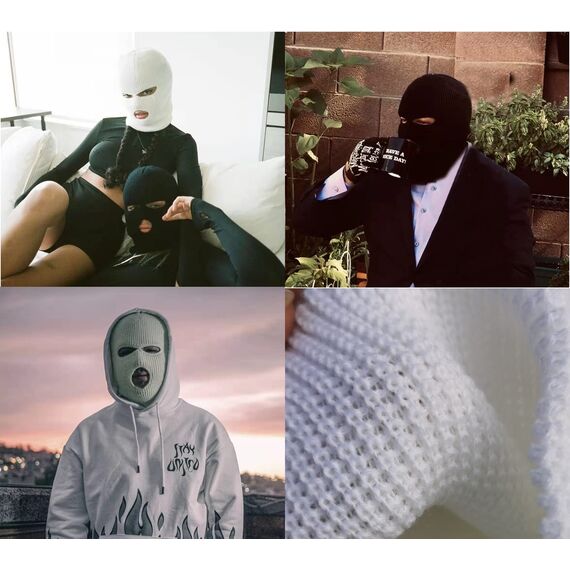 LINSOCLE 2pcs Balaclava - 3-Loch Sturmmaske, Gestrickte Sturmhaube, Multifunktionsmaske, Skimütze für Motorrad und Fahrrad
